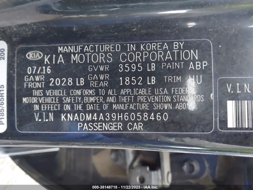 2017 KIA RIO LX - KNADM4A39H6058460
