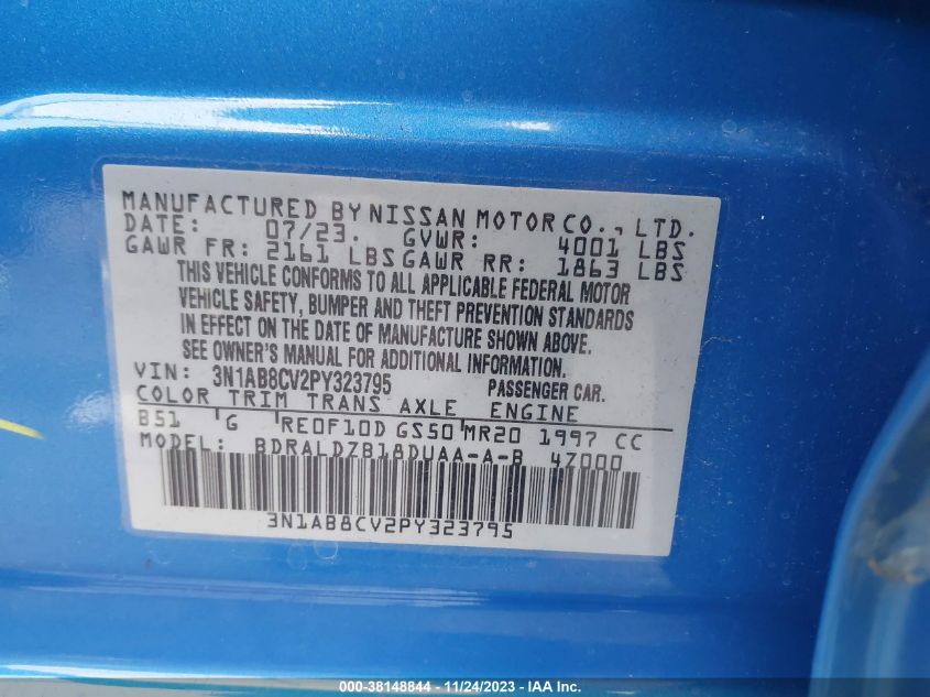2023 NISSAN SENTRA SV - 3N1AB8CV2PY323795