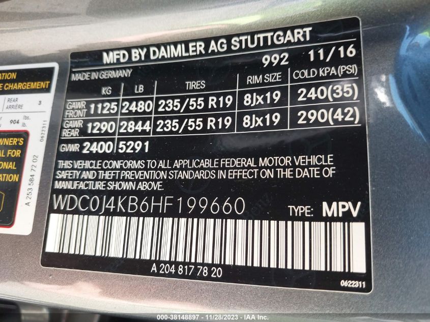 2017 MERCEDES-BENZ GLC 300 COUPE WDC0J4KB6HF199660