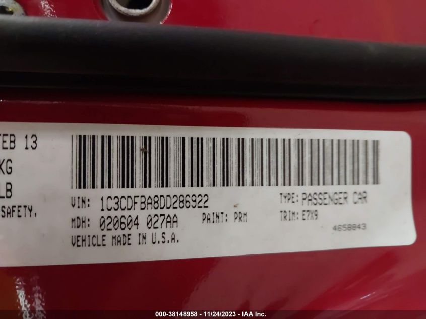 2013 DODGE DART SXT - 1C3CDFBA8DD286922