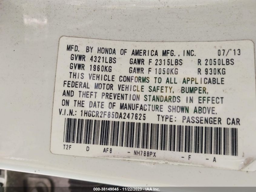 2013 HONDA ACCORD EX-L - 1HGCR2F85DA247625