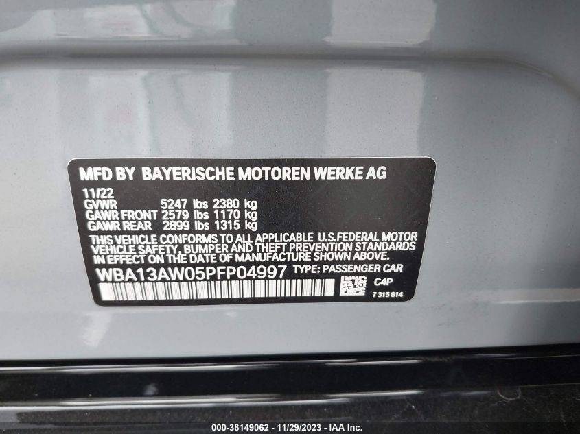 2023 BMW M440I GRAN COUPE XDRIVE WBA13AW05PFP04997