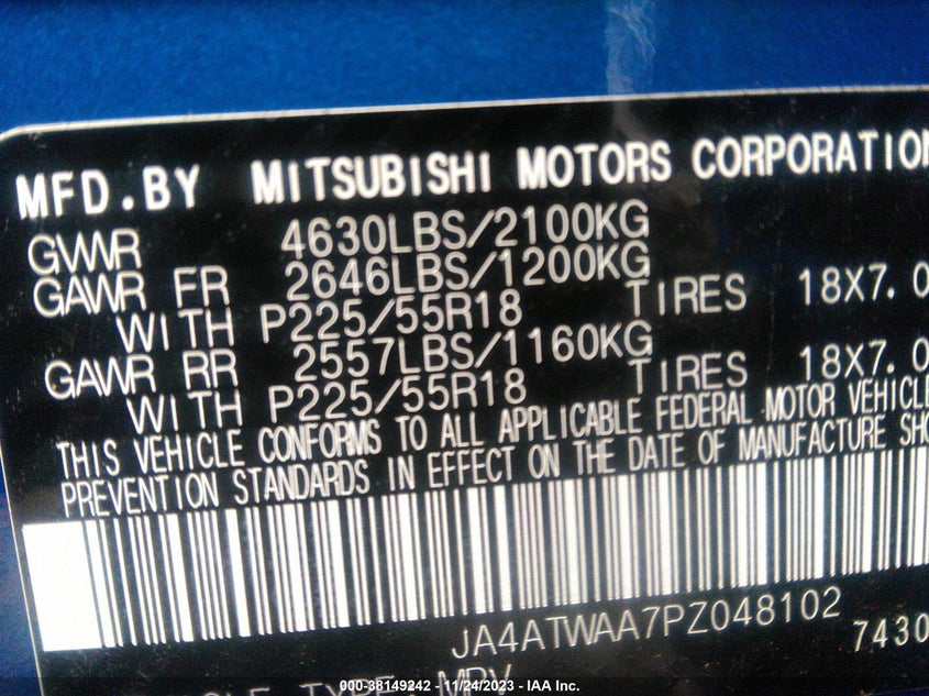 VIN JA4ATWAA7PZ048102 2023 MITSUBISHI ECLIPSE CROSS SE/SEL