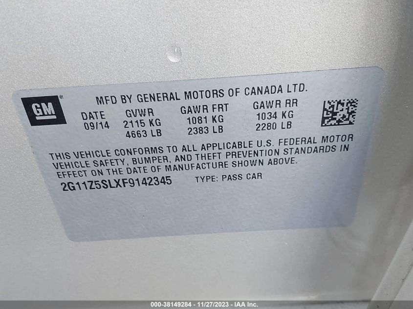2015 CHEVROLET IMPALA LS - 2G11Z5SLXF9142345