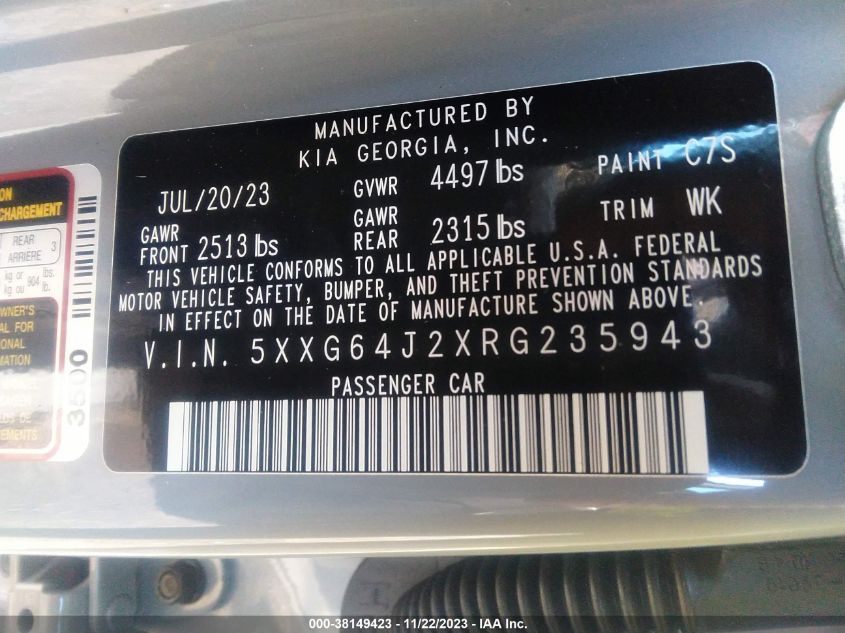 2024 KIA K5 GT LINE - 5XXG64J2XRG235943