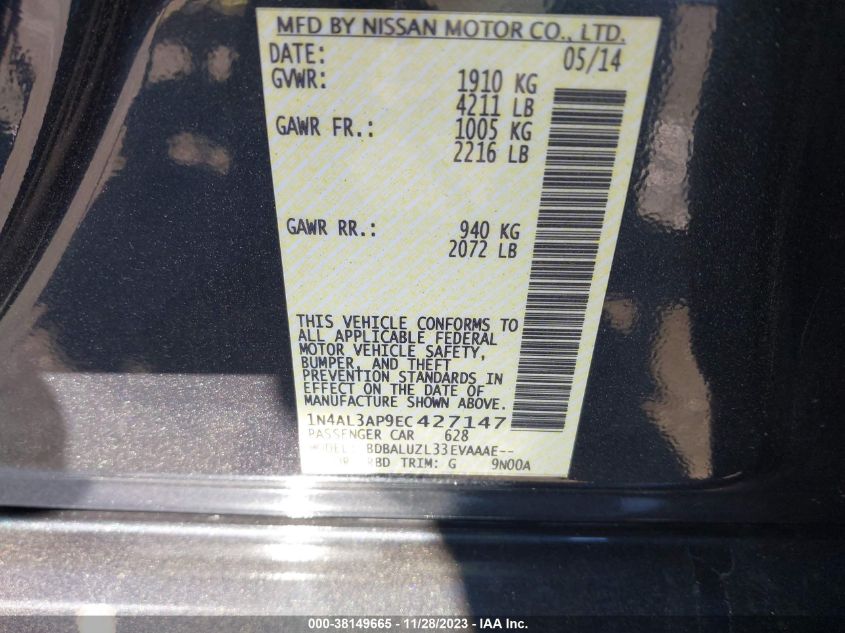 2014 NISSAN ALTIMA 2.5 SV - 1N4AL3AP9EC427147