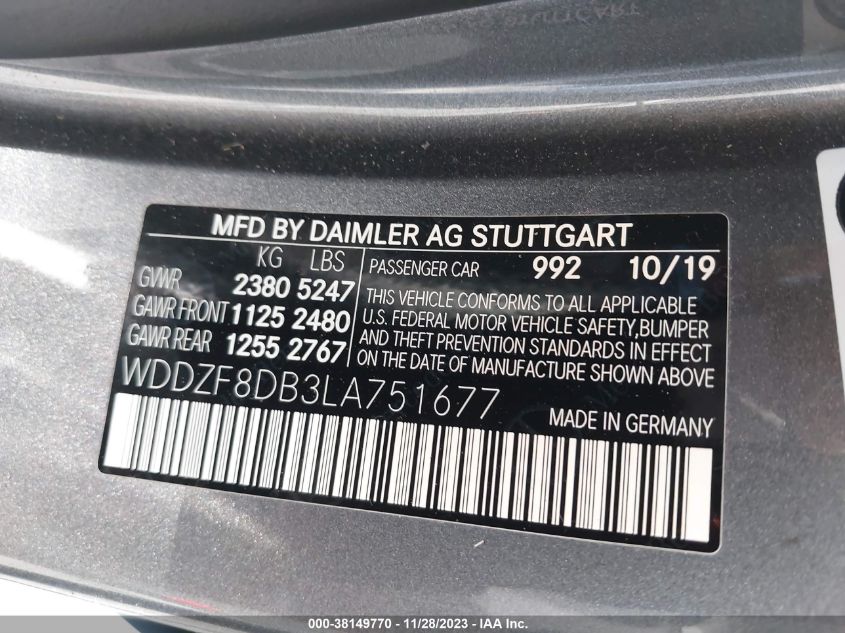 2020 MERCEDES-BENZ E 350 - WDDZF8DB3LA751677