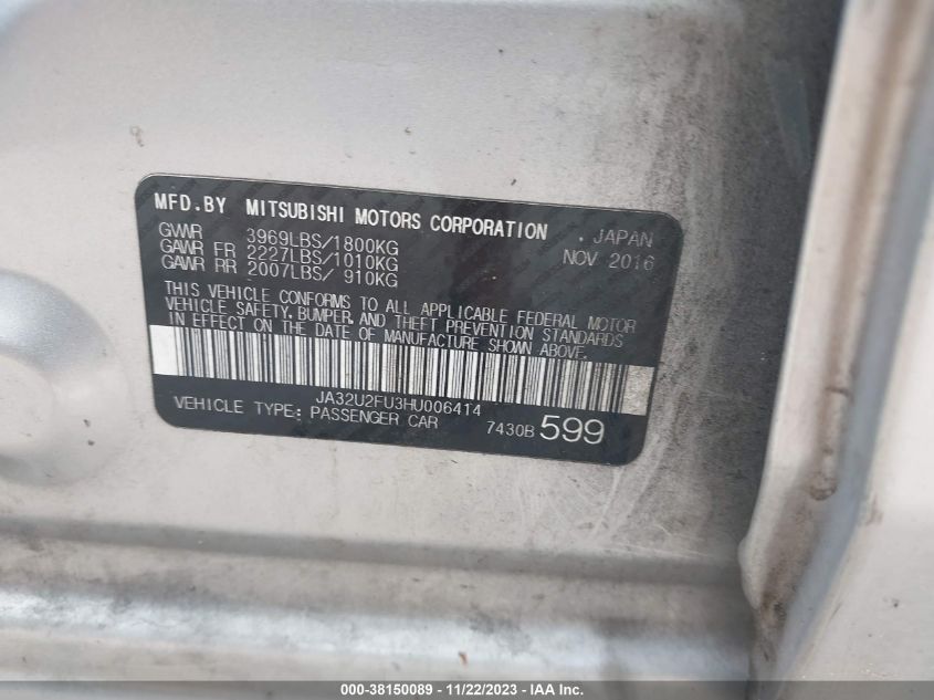 2017 MITSUBISHI LANCER ES - JA32U2FU3HU006414