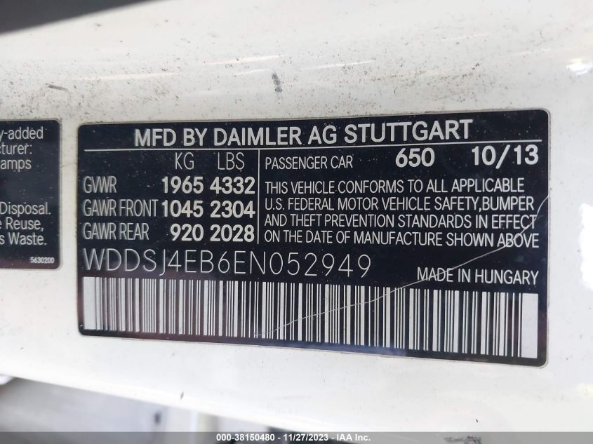 2014 MERCEDES-BENZ CLA 250 - WDDSJ4EB6EN052949