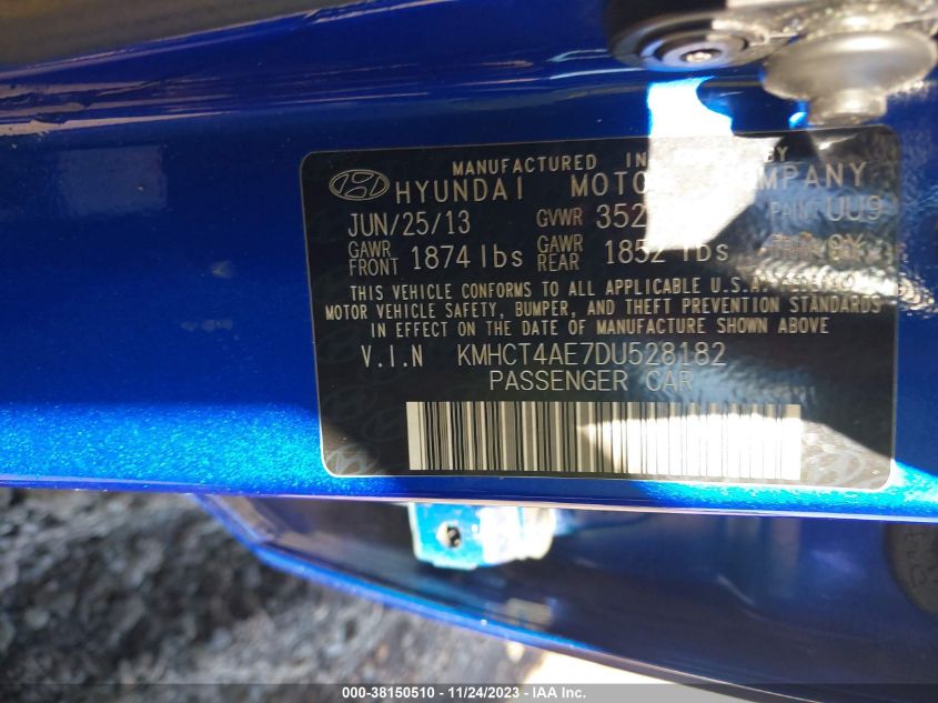 2013 HYUNDAI ACCENT GLS/GS - KMHCT4AE7DU528182