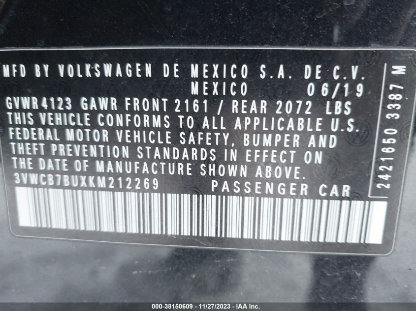 2019 VOLKSWAGEN JETTA S/SE/R-LINE - 3VWCB7BUXKM212269