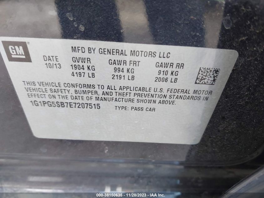2014 CHEVROLET CRUZE LTZ - 1G1PG5SB7E7207515
