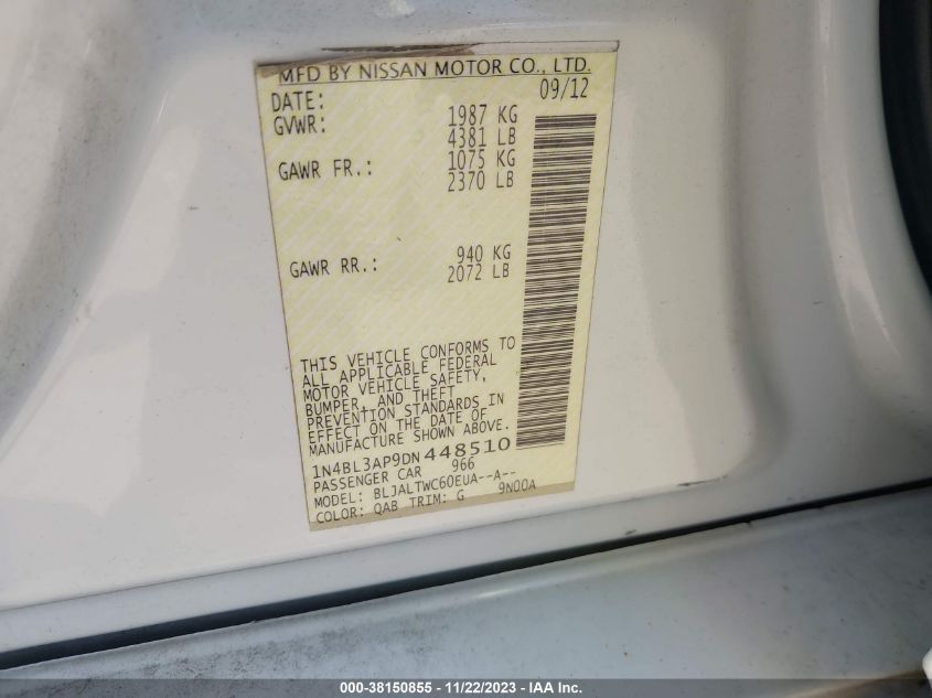 2013 NISSAN ALTIMA 3.5 SV - 1N4BL3AP9DN448510