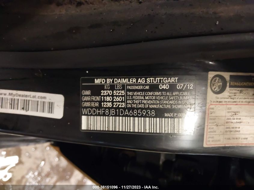 2013 MERCEDES-BENZ E 350 4MATIC - WDDHF8JB1DA685938