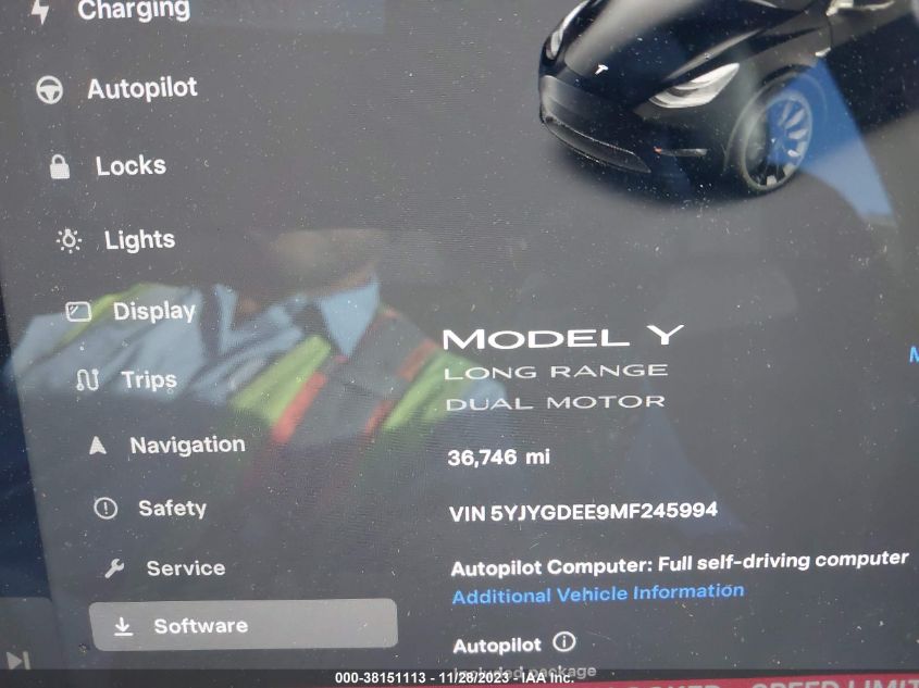 2021 TESLA MODEL Y LONG RANGE DUAL MOTOR - 5YJYGDEE9MF245994