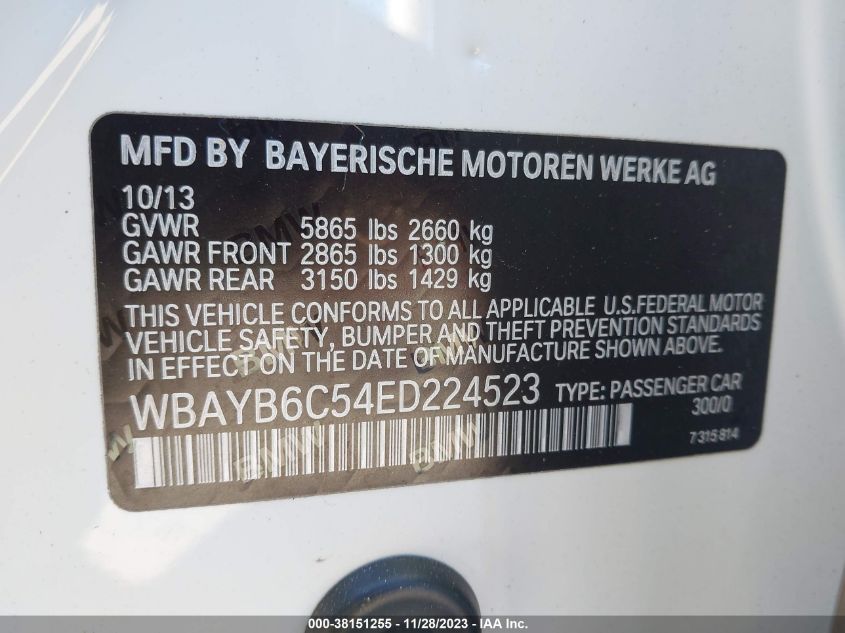 2014 BMW 750I XDRIVE WBAYB6C54ED224523