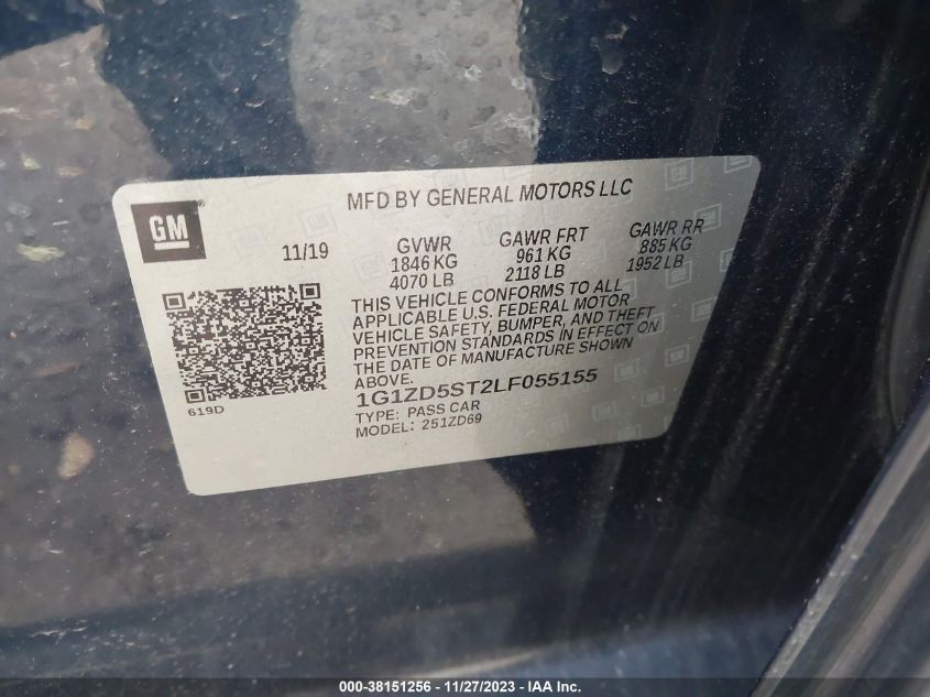 2020 CHEVROLET MALIBU FWD LT - 1G1ZD5ST2LF055155