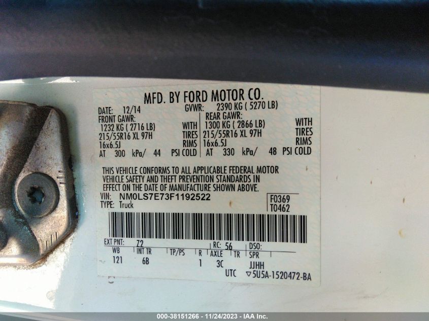 2015 FORD TRANSIT CONNECT XL - NM0LS7E73F1192522