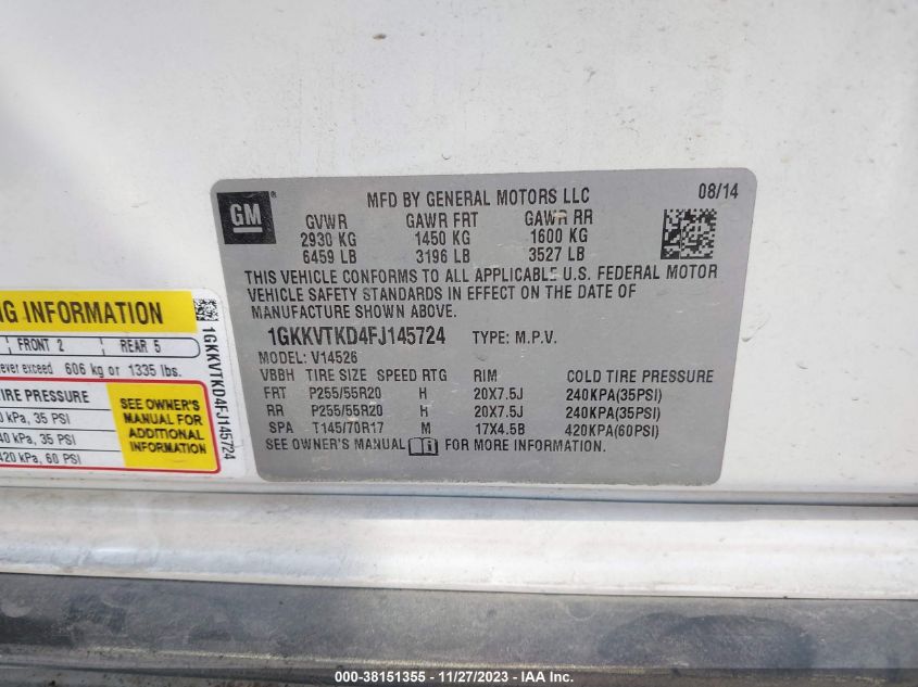 2015 GMC ACADIA DENALI - 1GKKVTKD4FJ145724