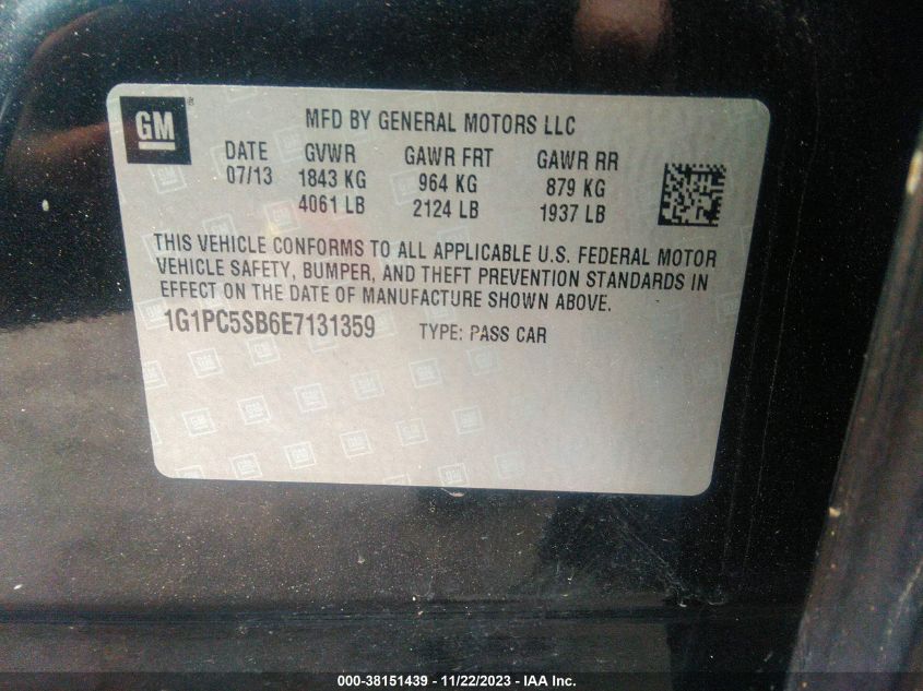 2014 CHEVROLET CRUZE 1LT AUTO - 1G1PC5SB6E7131359