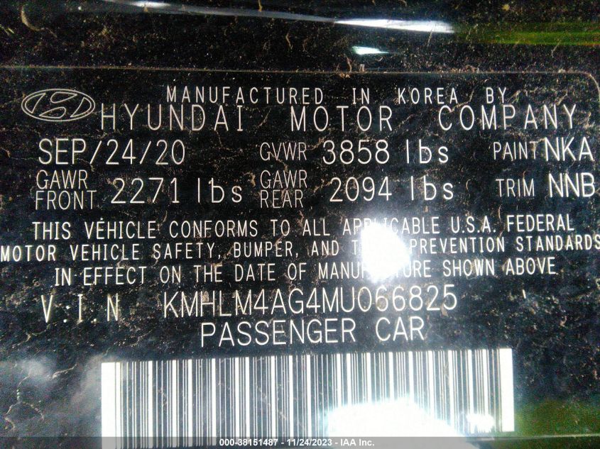 2021 HYUNDAI ELANTRA SEL - KMHLM4AG4MU066825