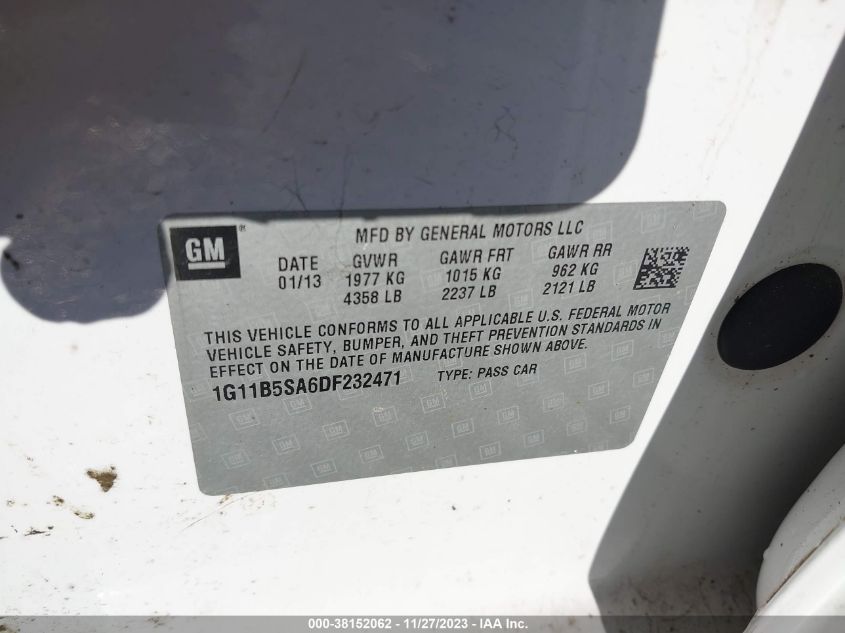 2013 CHEVROLET MALIBU LS - 1G11B5SA6DF232471
