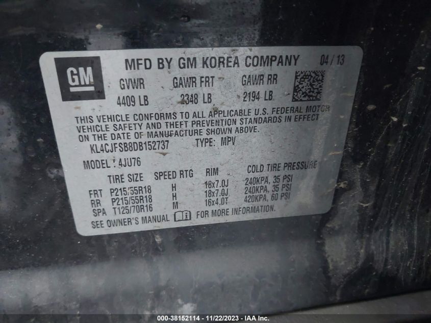 2013 BUICK ENCORE CONVENIENCE - KL4CJFSB8DB152737