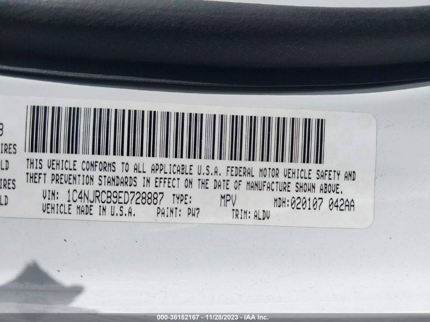 2014 JEEP PATRIOT LIMITED - 1C4NJRCB9ED728887