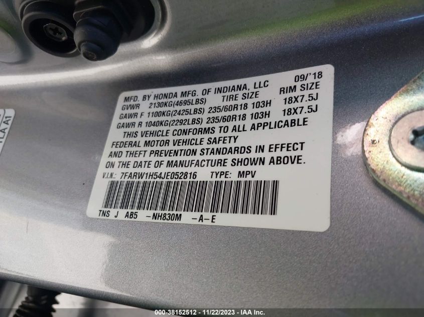 2018 HONDA CR-V EX - 7FARW1H54JE052816