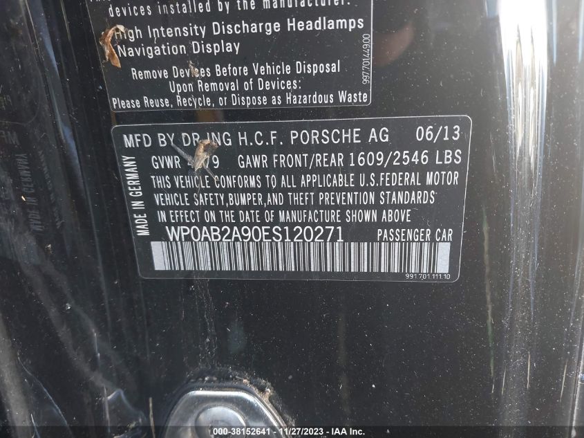 2014 PORSCHE 911 CARRERA S - WP0AB2A90ES120271