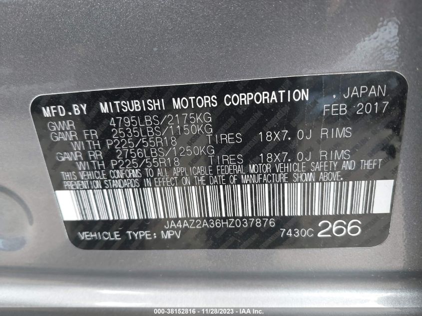2017 MITSUBISHI OUTLANDER ES - JA4AZ2A36HZ037876