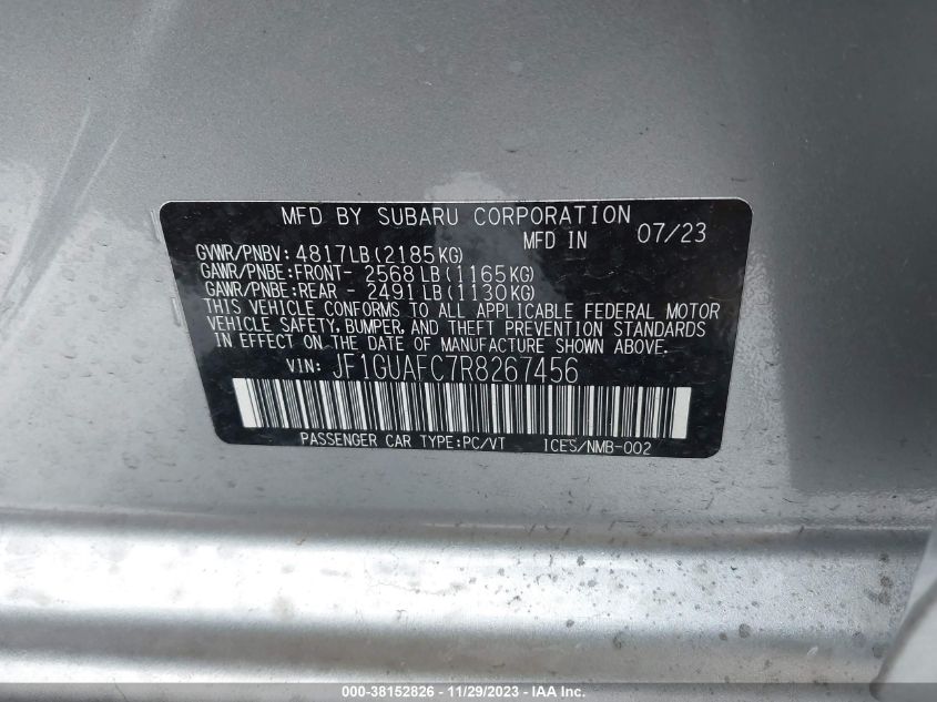 2024 SUBARU IMPREZA SPORT - JF1GUAFC7R8267456