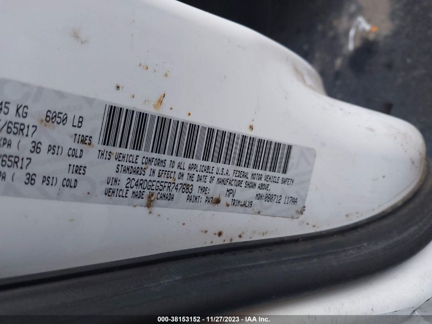 2015 DODGE GRAND CARAVAN R/T - 2C4RDGEG5FR747683