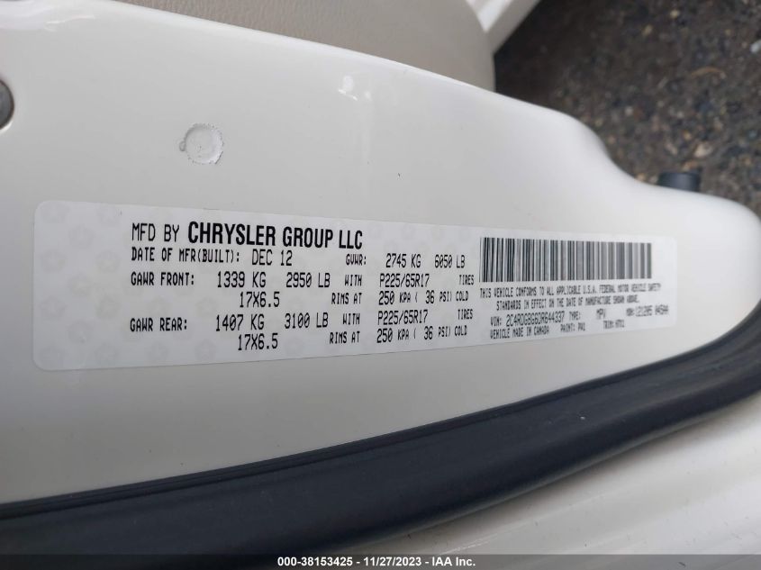 2013 DODGE GRAND CARAVAN SE - 2C4RDGBG6DR644337
