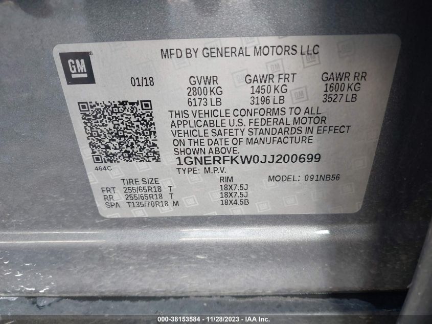 2018 CHEVROLET TRAVERSE LS - 1GNERFKW0JJ200699