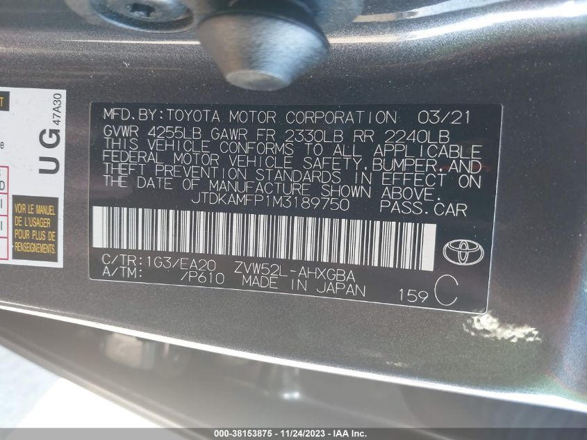 2021 TOYOTA PRIUS PRIME XLE - JTDKAMFP1M3189750