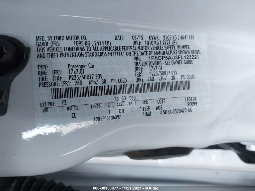 2015 FORD C-MAX HYBRID SE - 1FADP5AU3FL123221