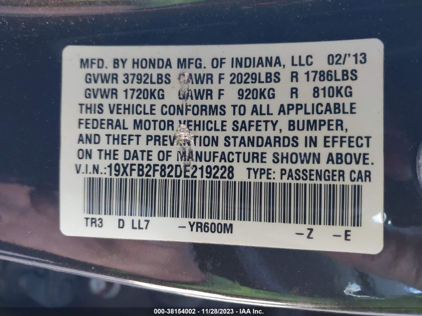 2013 HONDA CIVIC EX - 19XFB2F82DE219228