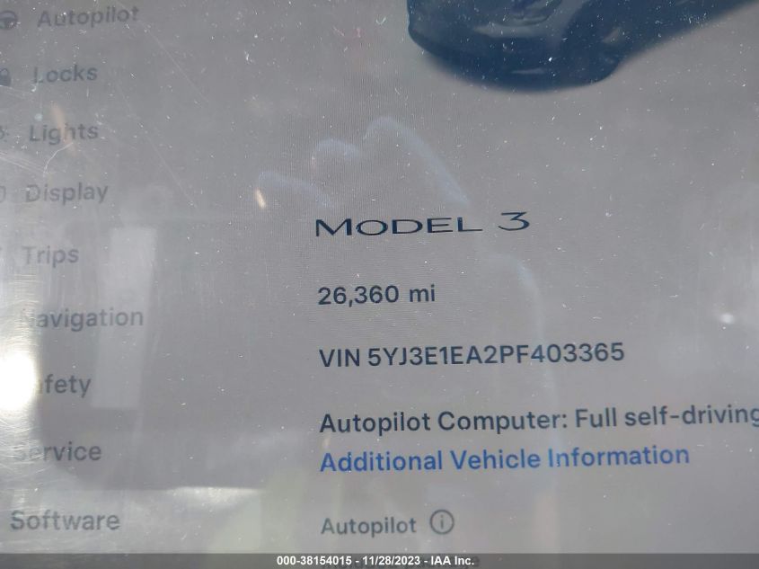2023 TESLA MODEL 3 REAR-WHEEL DRIVE - 5YJ3E1EA2PF403365