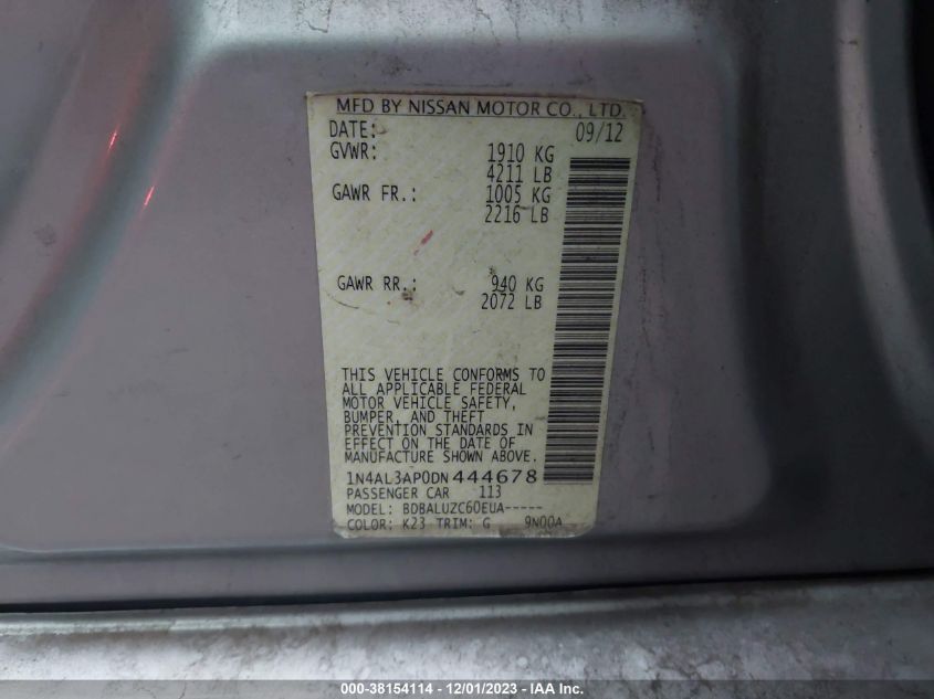 2013 NISSAN ALTIMA 2.5 SV - 1N4AL3AP0DN444678