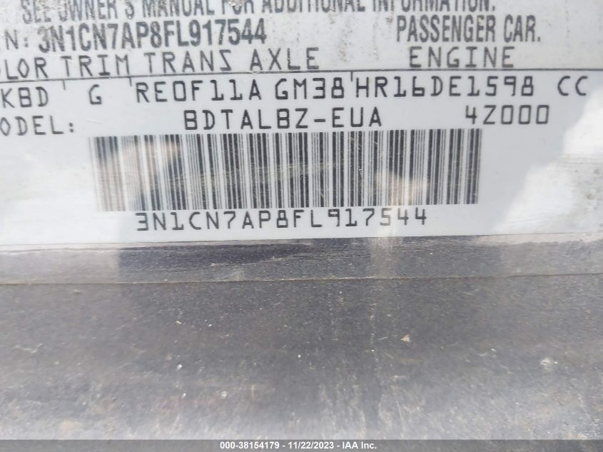 2015 NISSAN VERSA 1.6 SV - 3N1CN7AP8FL917544
