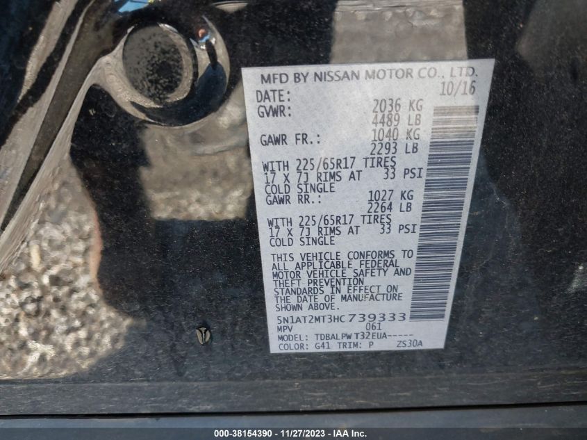2017 NISSAN ROGUE S - 5N1AT2MT3HC739333
