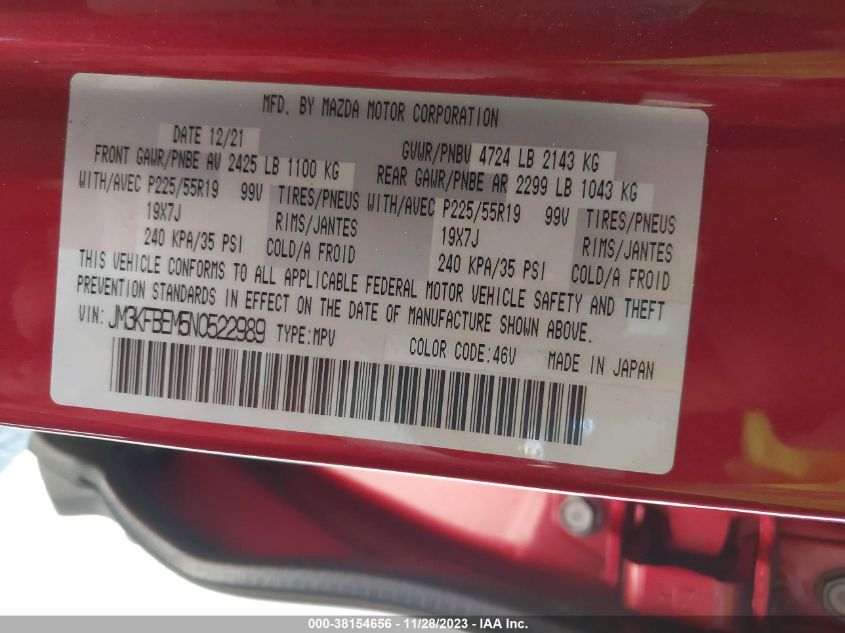 2022 MAZDA CX-5 PREMIUM PLUS - JM3KFBEM5N0522989