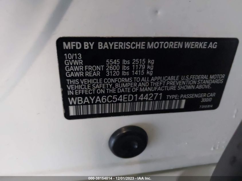 2014 BMW 740I WBAYA6C54ED144271