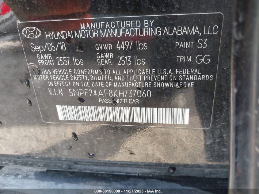 2019 HYUNDAI SONATA SE - 5NPE24AF8KH737060