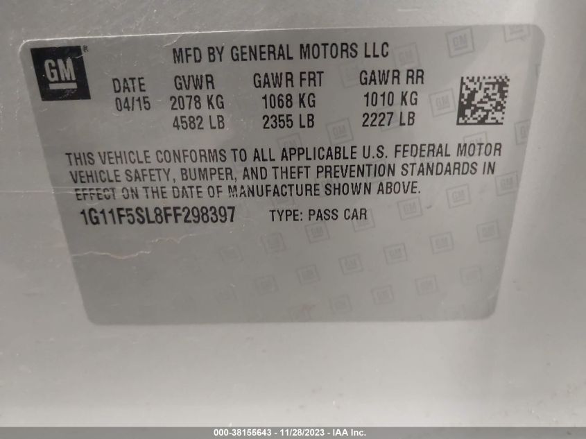 2015 CHEVROLET MALIBU 1LZ - 1G11F5SL8FF298397