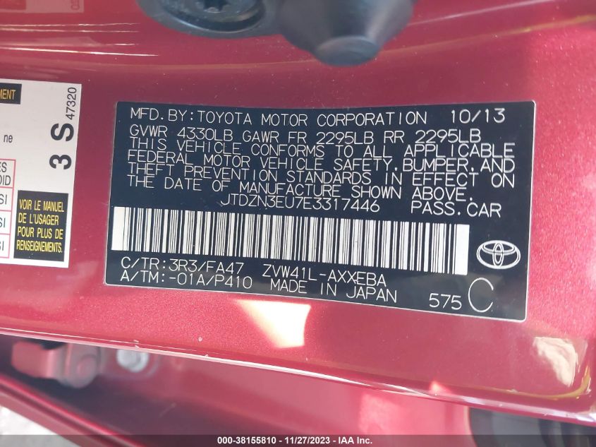 2014 TOYOTA PRIUS V THREE - JTDZN3EU7E3317446