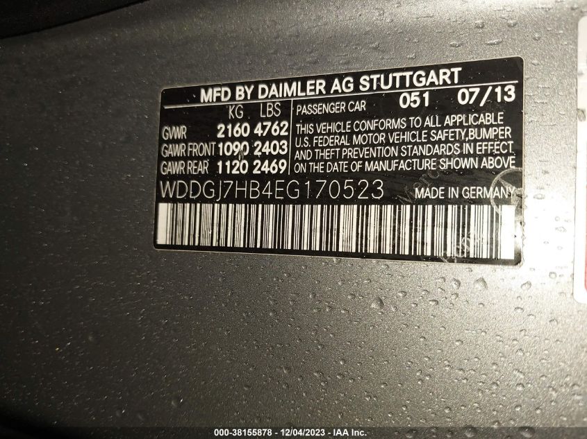 2014 MERCEDES-BENZ C 63 AMG WDDGJ7HB4EG170523