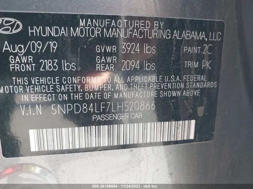 2020 HYUNDAI ELANTRA SEL/VALUE/LIMITED - 5NPD84LF7LH520866