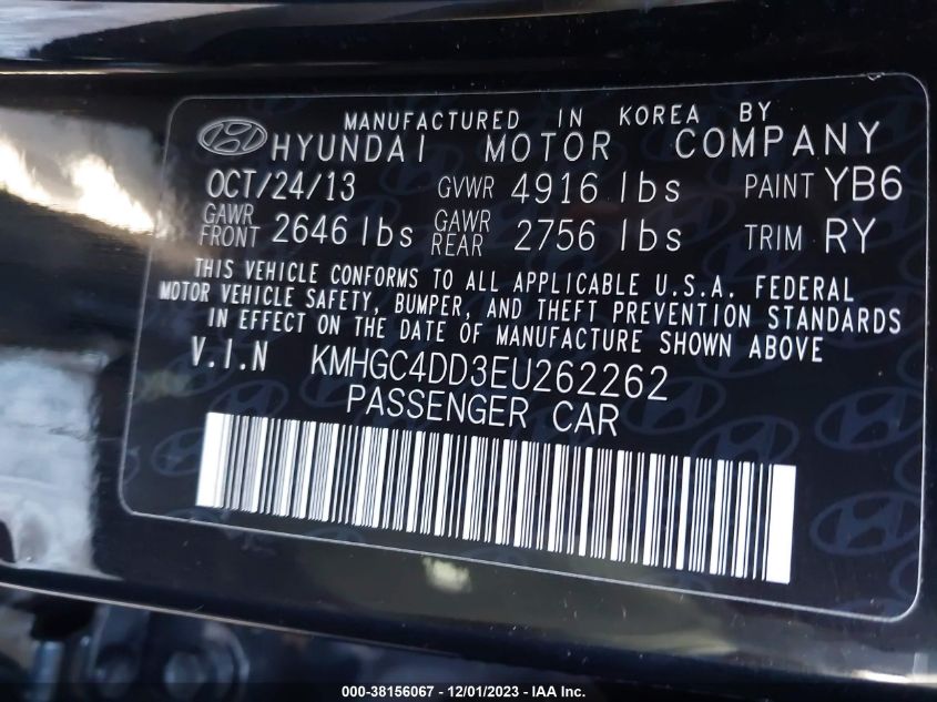 2014 HYUNDAI GENESIS 3.8 - KMHGC4DD3EU262262